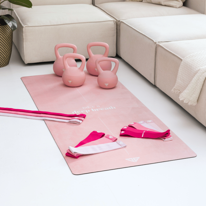 Zestaw Pink - Kettlebells, Gumy do ćwiczeń, Mata