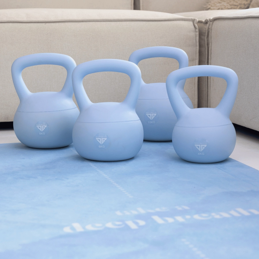 Zestaw Blue - Kettlebells, Gumy do ćwiczeń, Mata