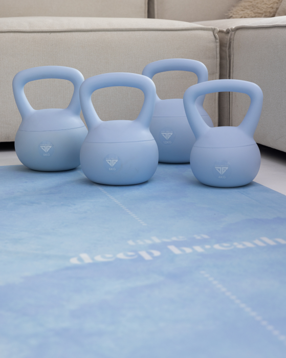 Zestaw Blue - Kettlebells, Gumy do ćwiczeń, Mata