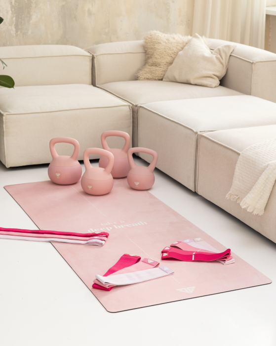 Zestaw Pink - Kettlebells, Gumy do ćwiczeń, Mata