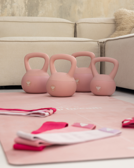 Zestaw Pink - Kettlebells, Gumy do ćwiczeń, Mata