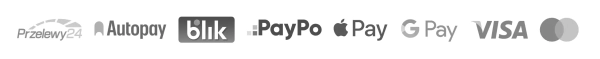 Płatności: Przelewy24, Autopay, BLIK, PayPo, Apple Pay, Google Pay, Visa i Mastercard