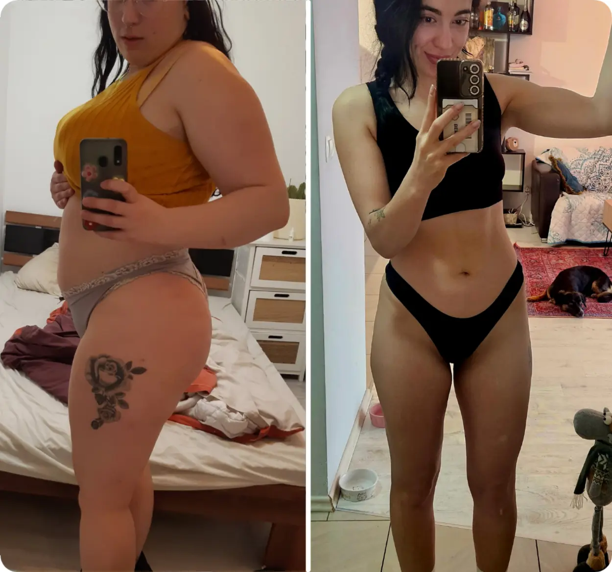 Małgosia zaczynała z wagą 80 kg. Dzięki treningom i naszej diecie osiągnęła wagę 57 kg.